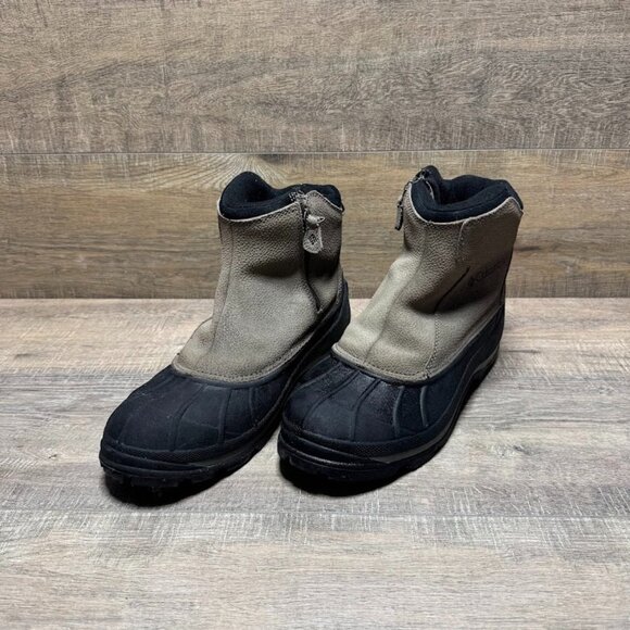 Columbia Falmouth Side Zip Thermolite Tan Ankle Snow Boots Men's Size 11 - Picture 1 of 6